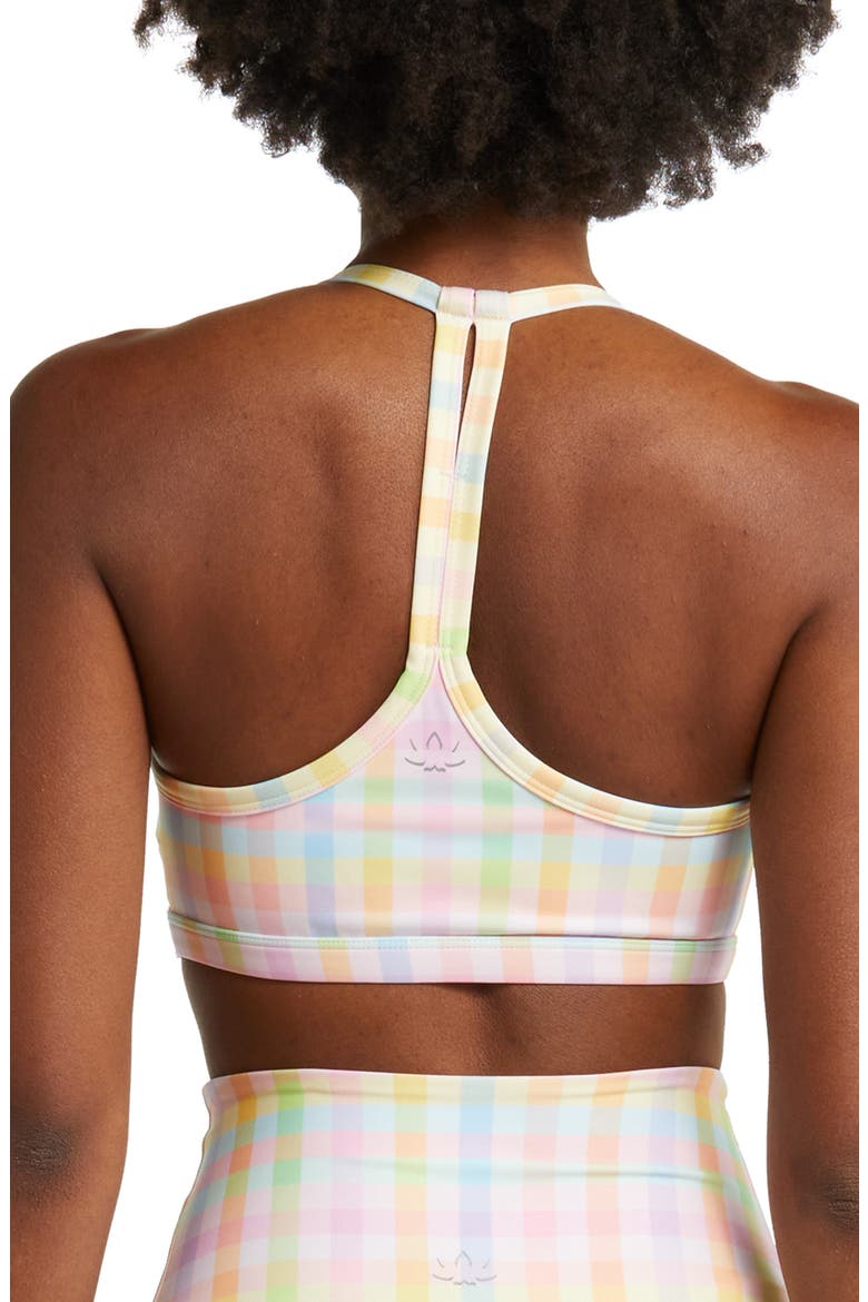 Check Racerback Sports Bra, Alternate, color, PASTEL GINGHAM