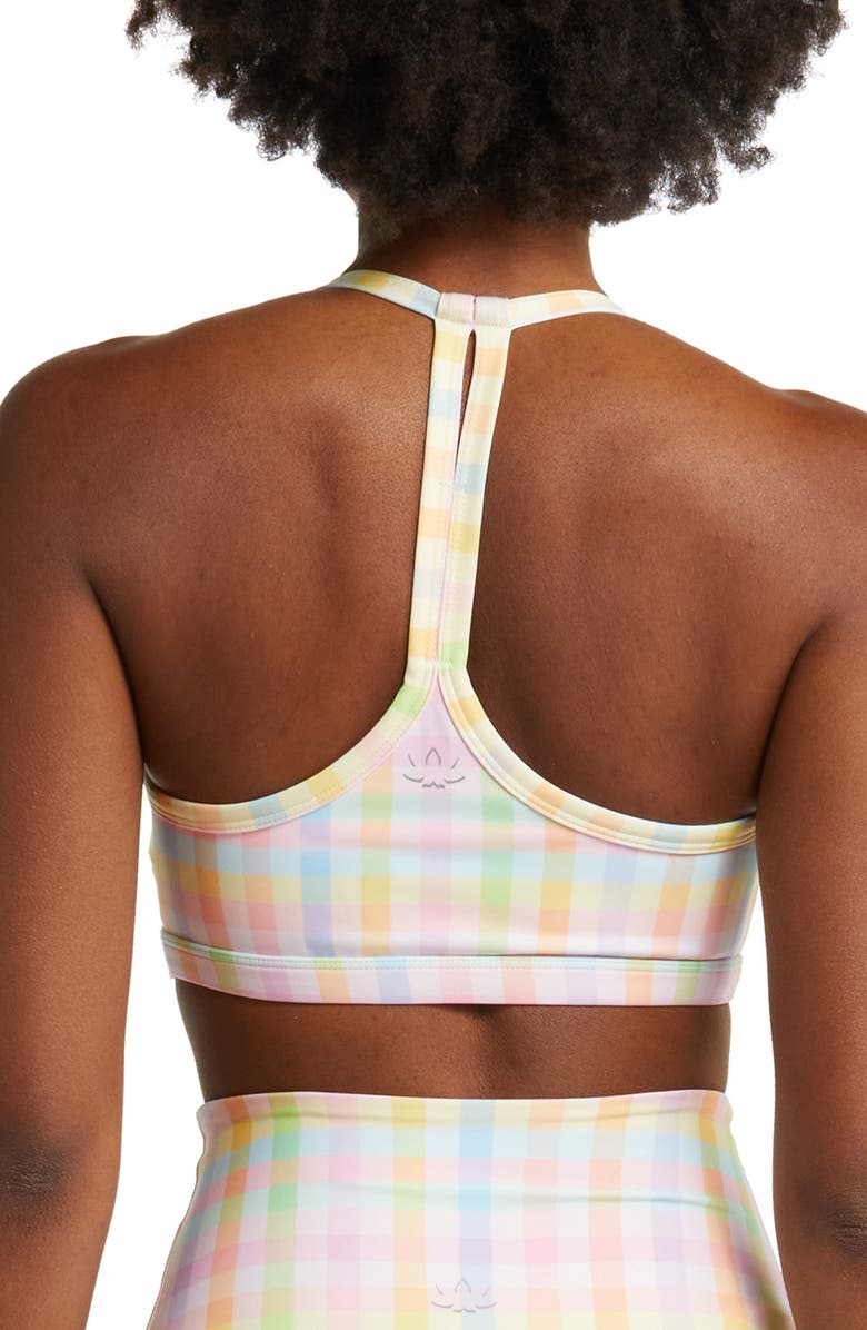 Beyond Yoga Check Racerback Sports Bra, Alternate, color, Pastel Gingham