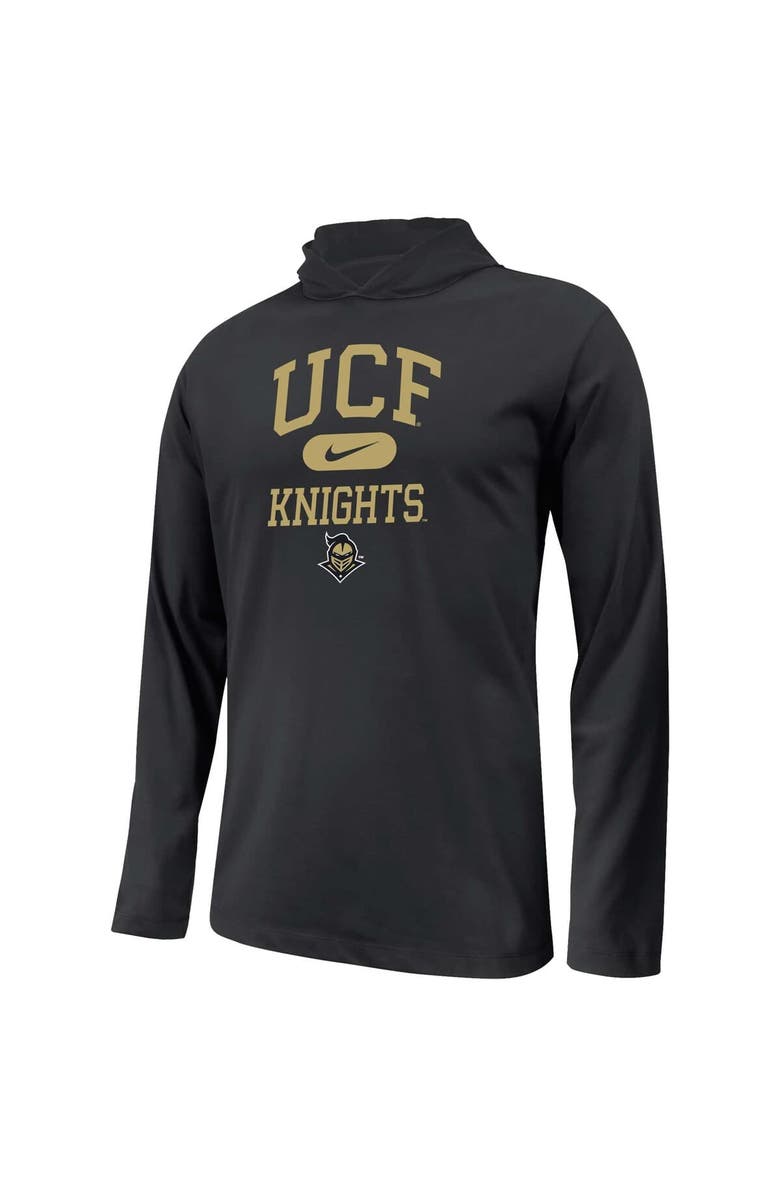 Nike Youth Nike Black UCF Knights Stacked Logo Hoodie Long Sleeve T-Shirt, Main, color, Black