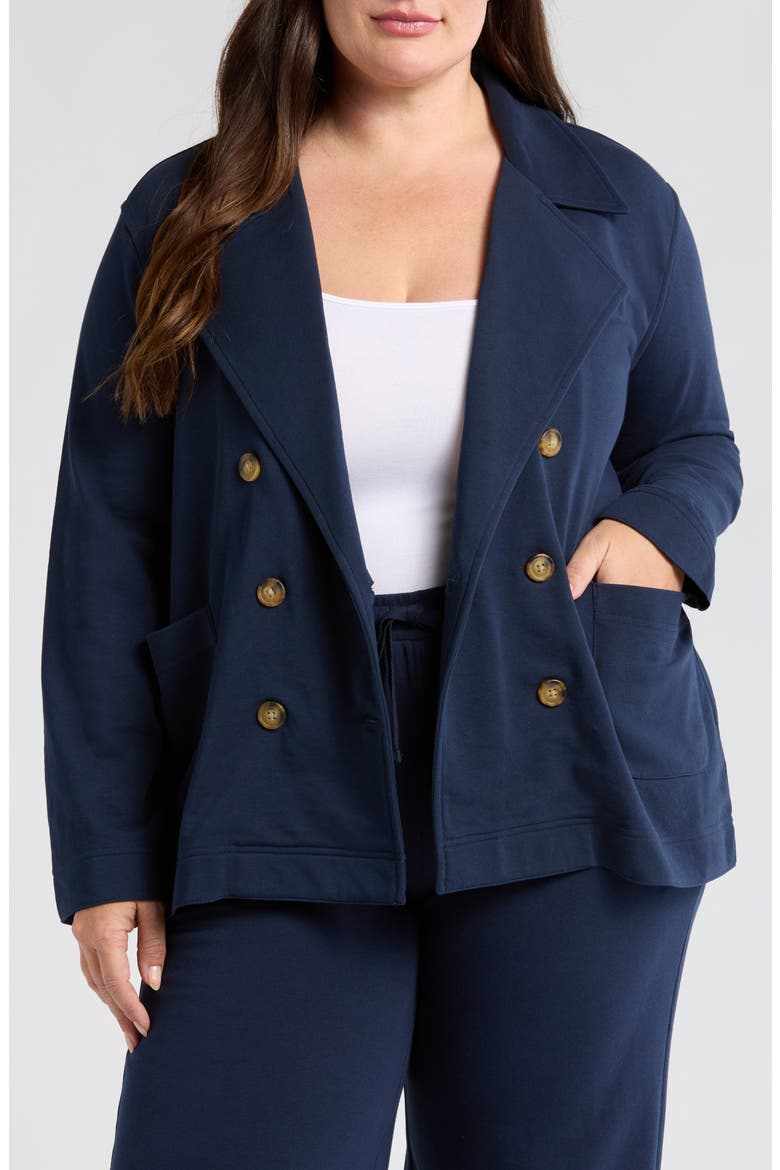Double Breasted Knit Blazer, Main, color, NAVY BLAZER