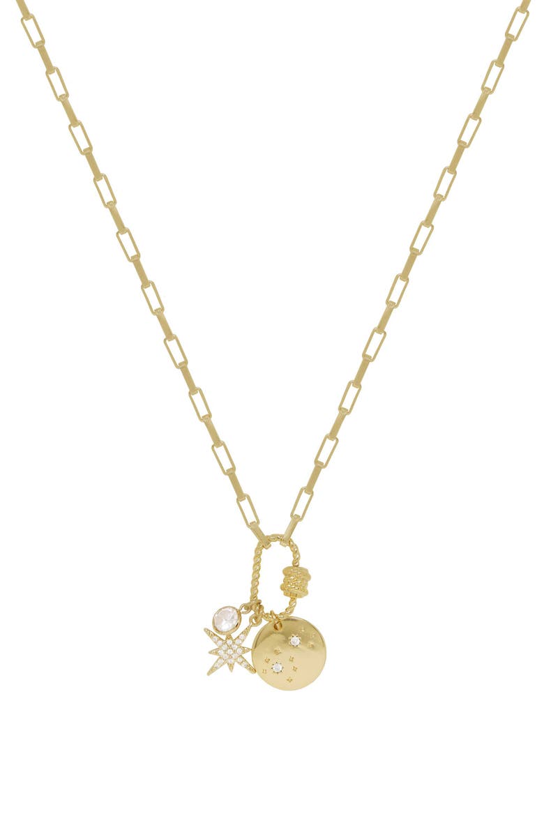 Charmed CZ Pendant Necklace, Main, color, GOLD