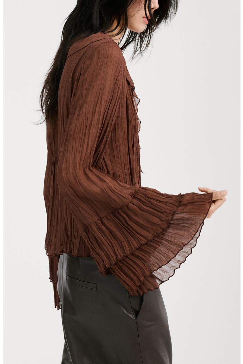 Busa Ceci Ruffle Crinkle Top, Alternate, color, BROWN