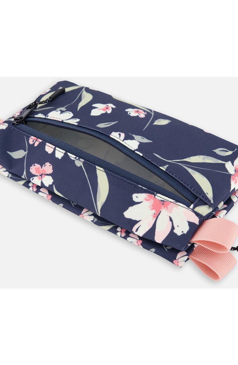 Deux par Deux Double Pencil Case Flower, Alternate, color, Navy