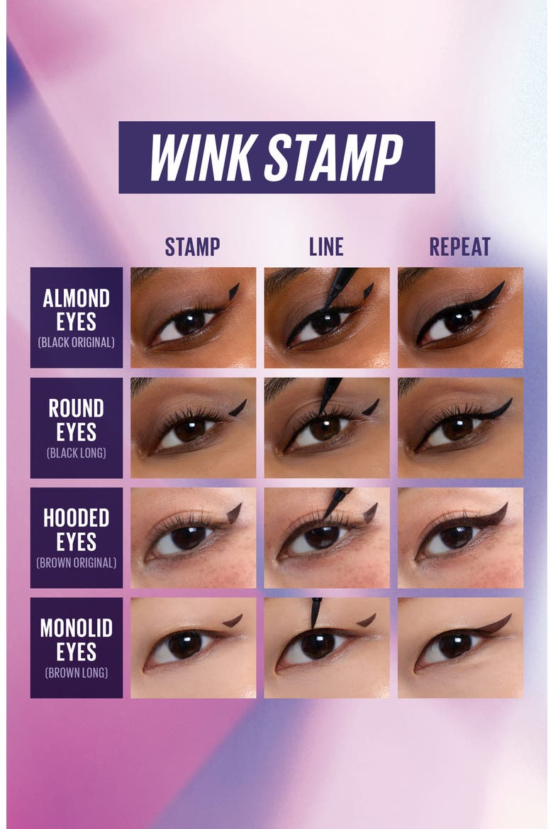 Wink Long Winged Eyeliner Stamp & Eyeliner Pen Set, Alternate, color, DARK BROWN