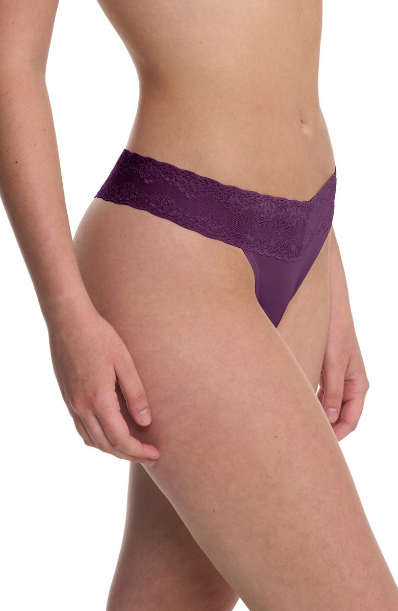 Natori Bliss Perfection One Size Thong, Alternate, color, Fig Jam