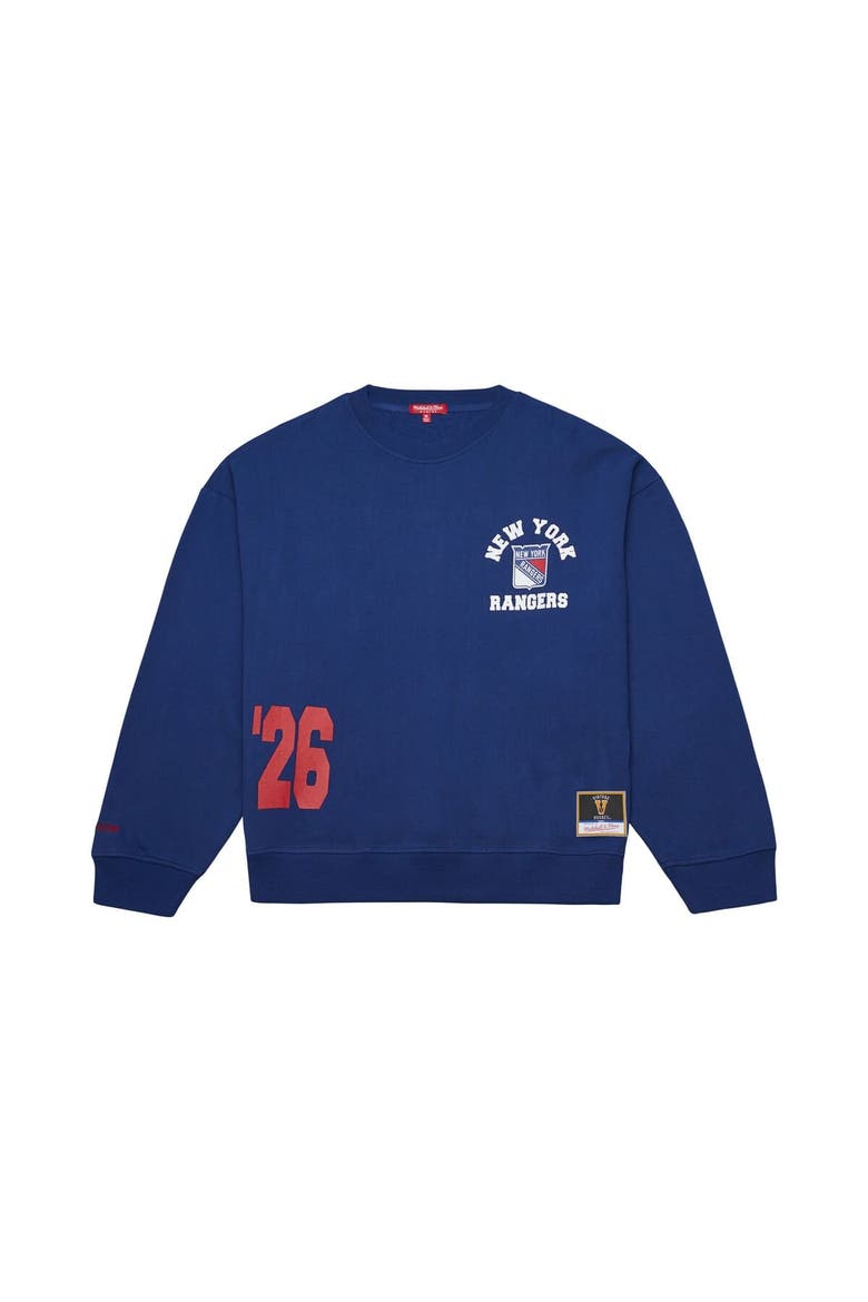 Women's Mitchell & Ness Blue New York Rangers Vintage Crewneck Sweatshirt, Alternate, color, Blue