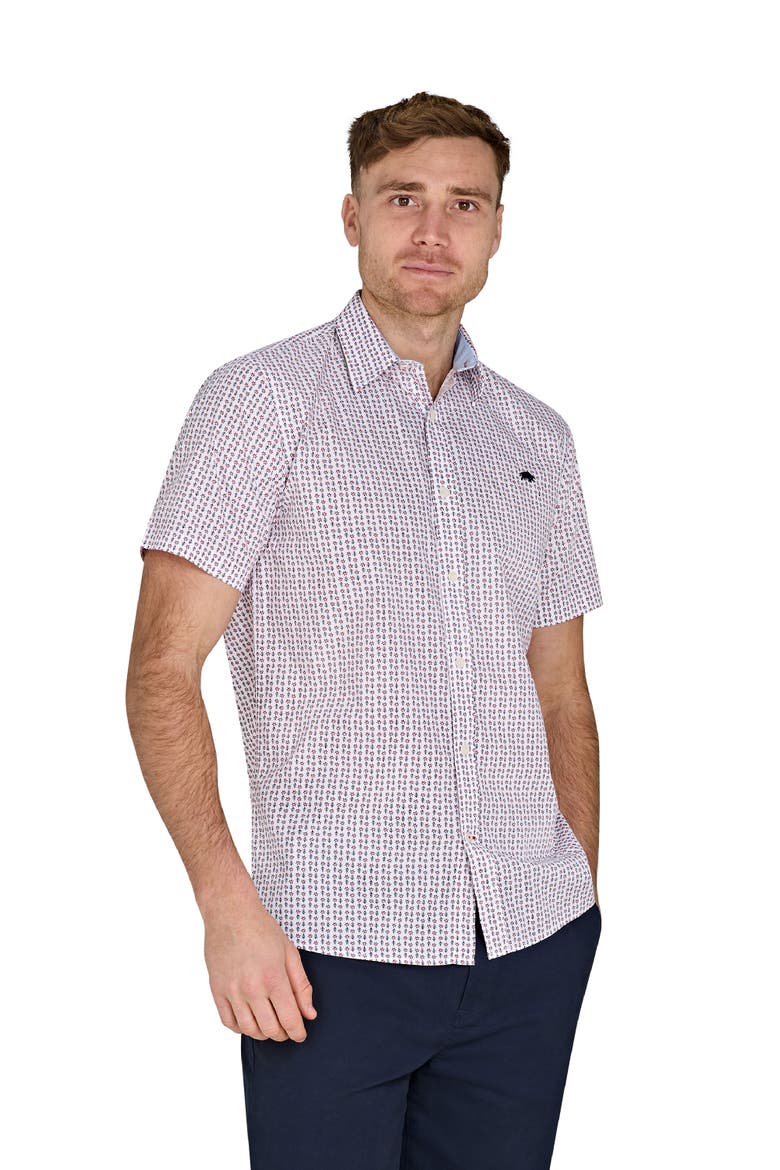 Short Sleeve Flower Cotton Poplin Shirt, Main, color, White