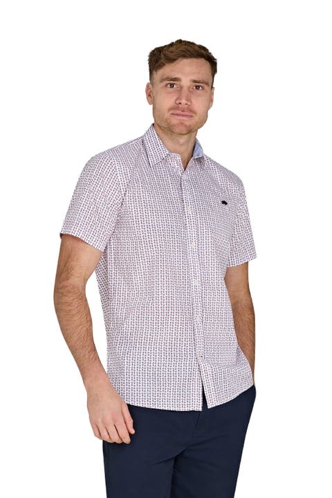 Short Sleeve Flower Cotton Poplin Shirt