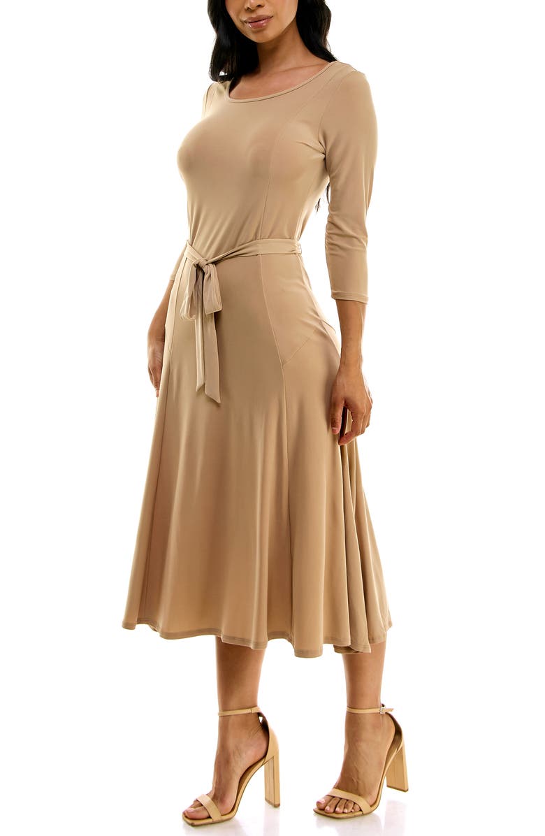 Nina Leonard Sylvia Midi Dress, Alternate, color, Tan