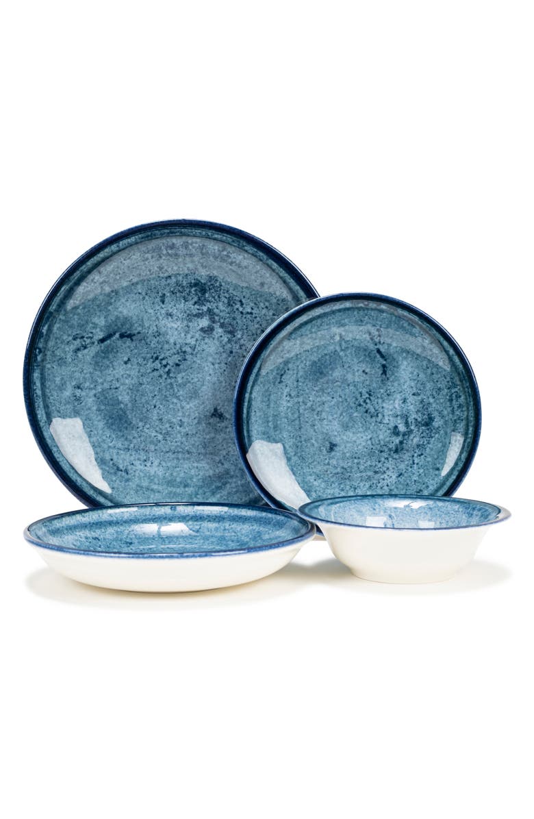 FRENCH HOME Blue Stone 16-Piece Dinnerware Set, Alternate, color, Cerulean-Blue And Navy