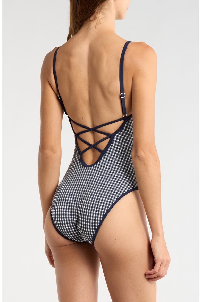 High Cut One-Piece Swimsuit, Alternate, color, NAVY MOOD