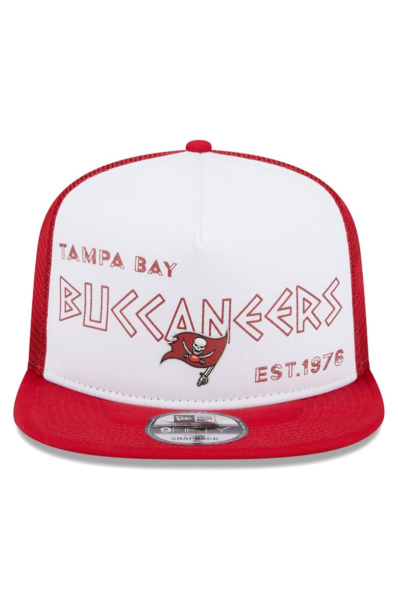 New Era Men's New Era White/Red Tampa Bay Buccaneers Banger 9FIFTY Trucker Snapback Hat, Alternate, color, White