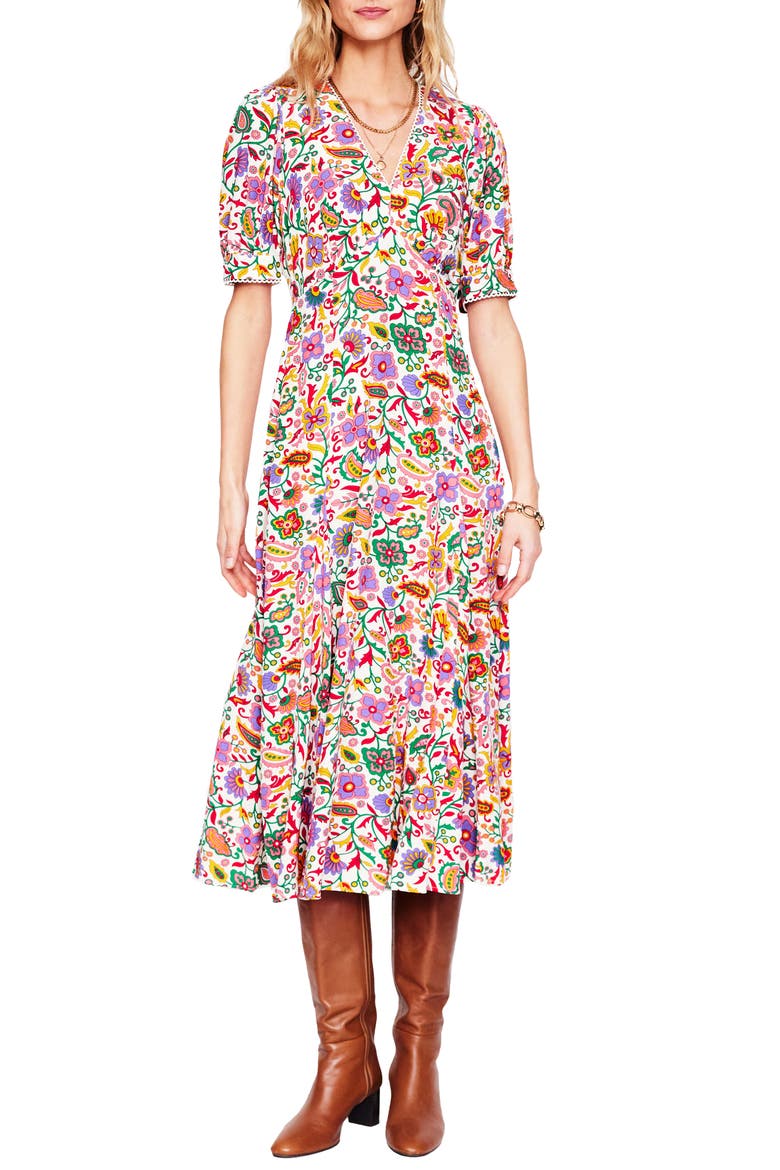 Rosie Godet Pleat Midi Dress, Main, color, PETAL PARADISE