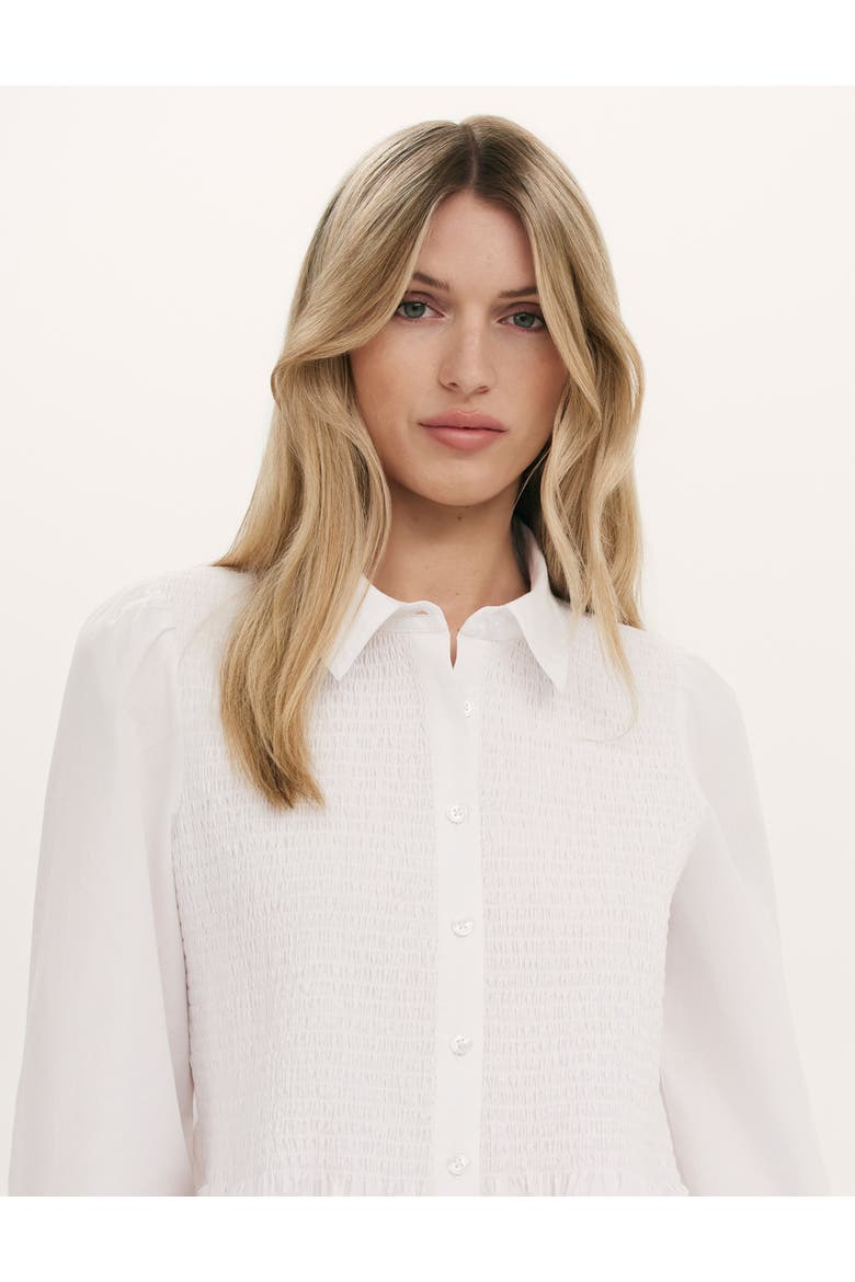 Melissa Shirred Cotton Shirt, Alternate, color, White
