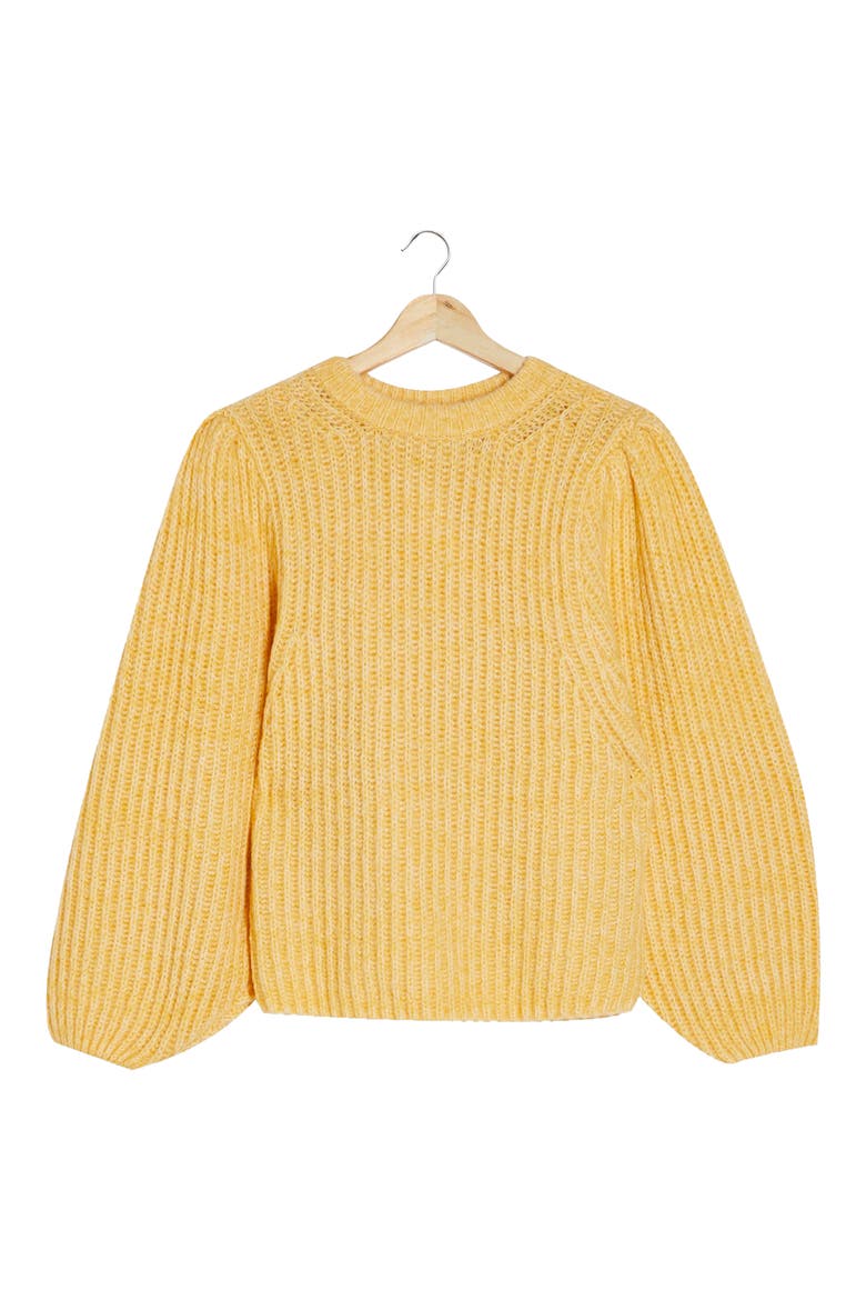 Balloon Sleeve Crewneck Sweater, Alternate, color, YELLOW