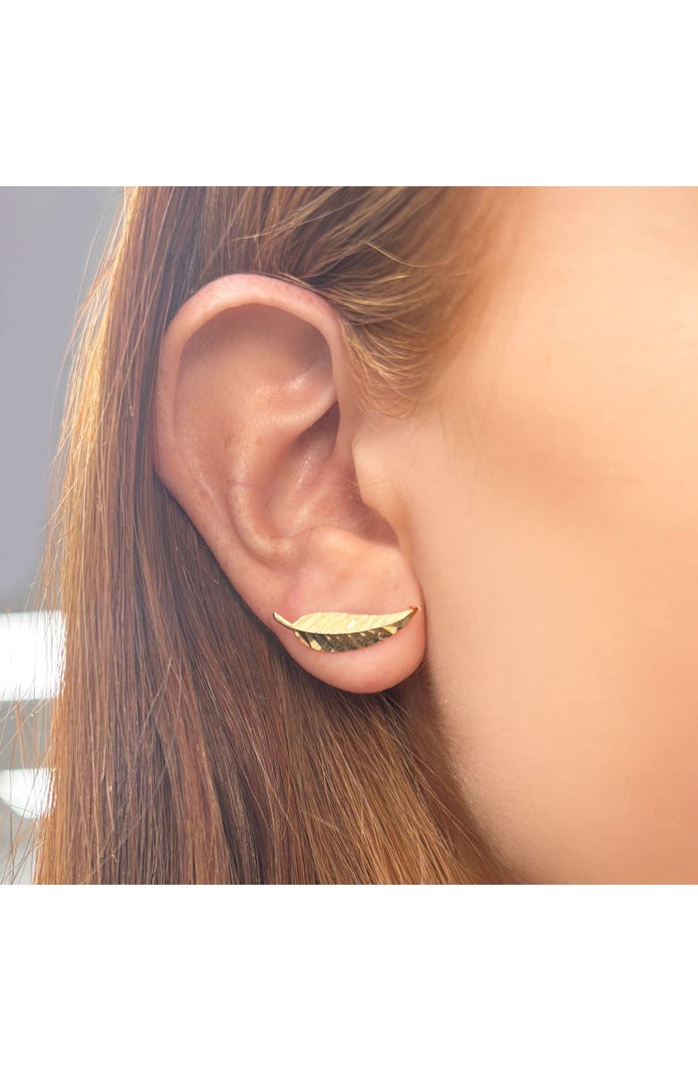 The Lovery Fine Jewelry Gold Leaf Stud Earrings, Alternate, color, Yellow Gold