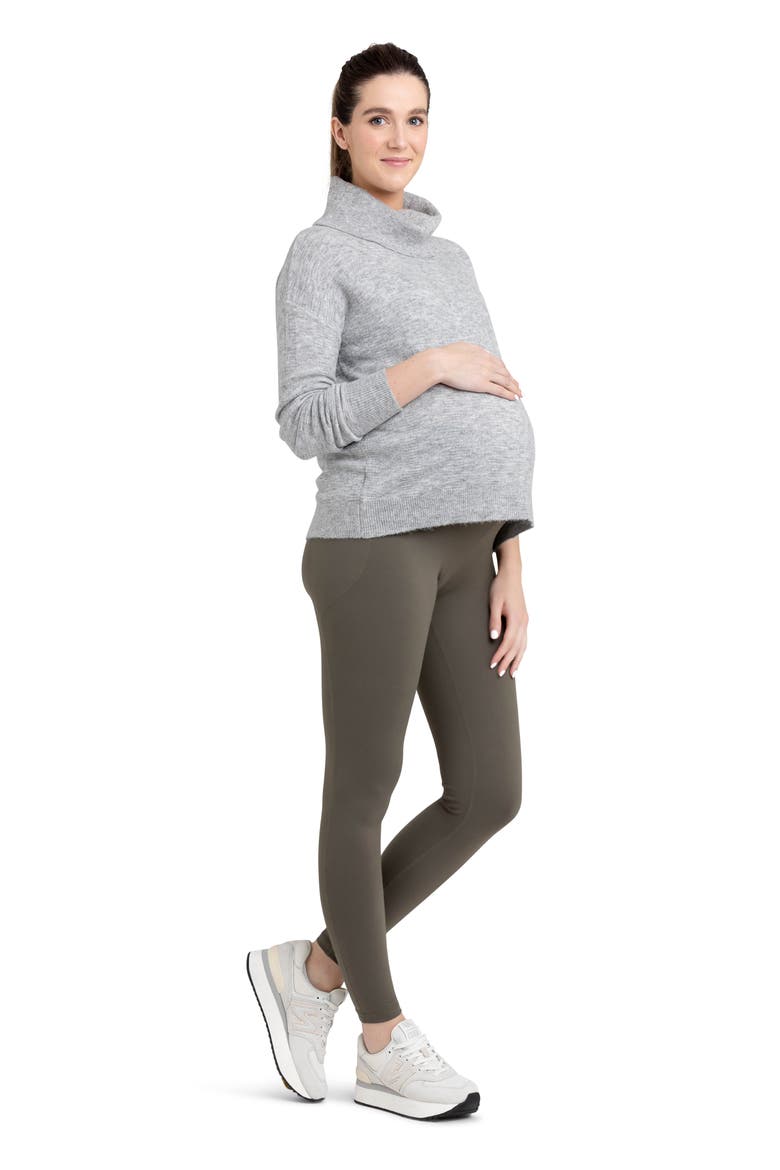 Tempo Stretch Nylon Pocket Maternity Leggings, Alternate, color, KHAKI