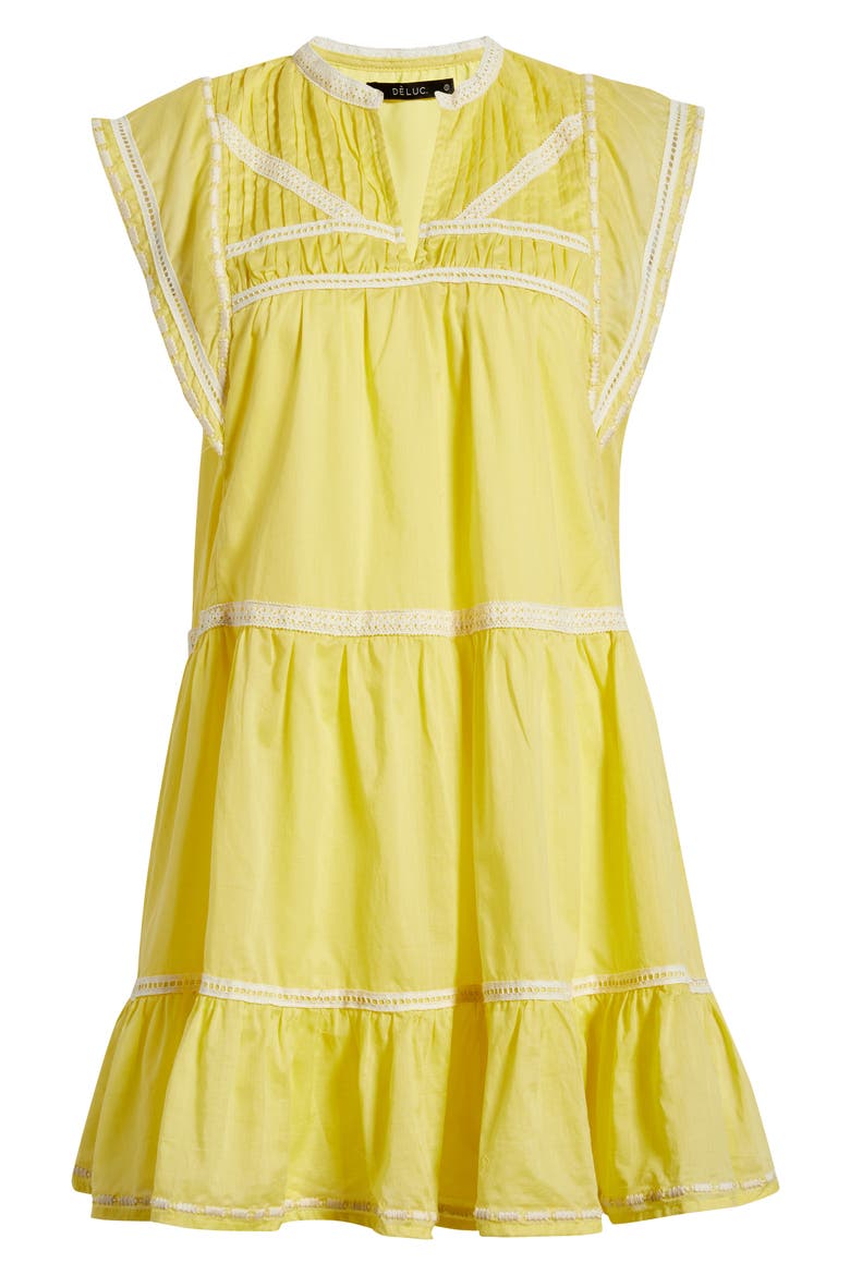 Onza Lace Trim Cotton Minidress, Alternate, color, YELLOW