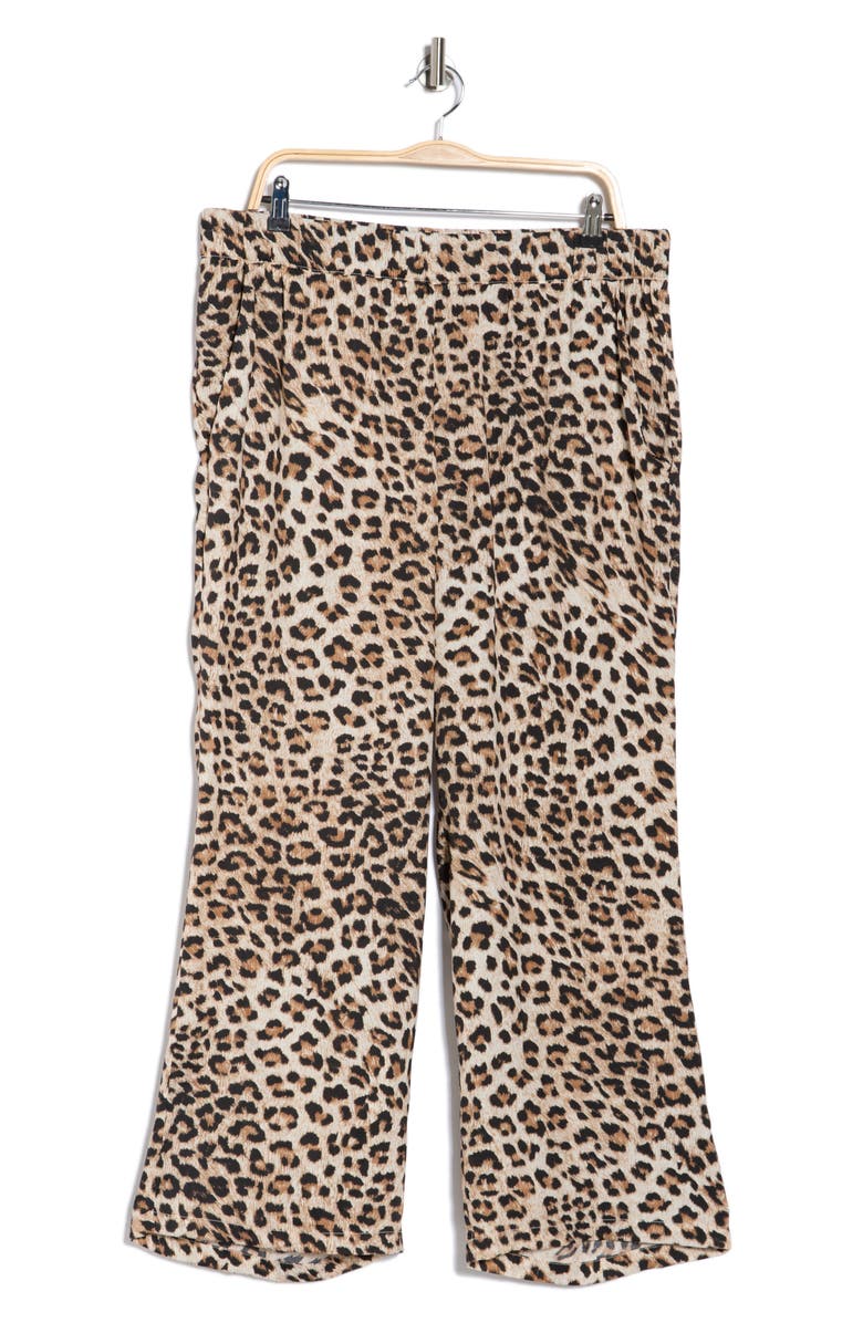 T Tahari Print Wide Leg Pants, Alternate, color, Natural Leopard Print