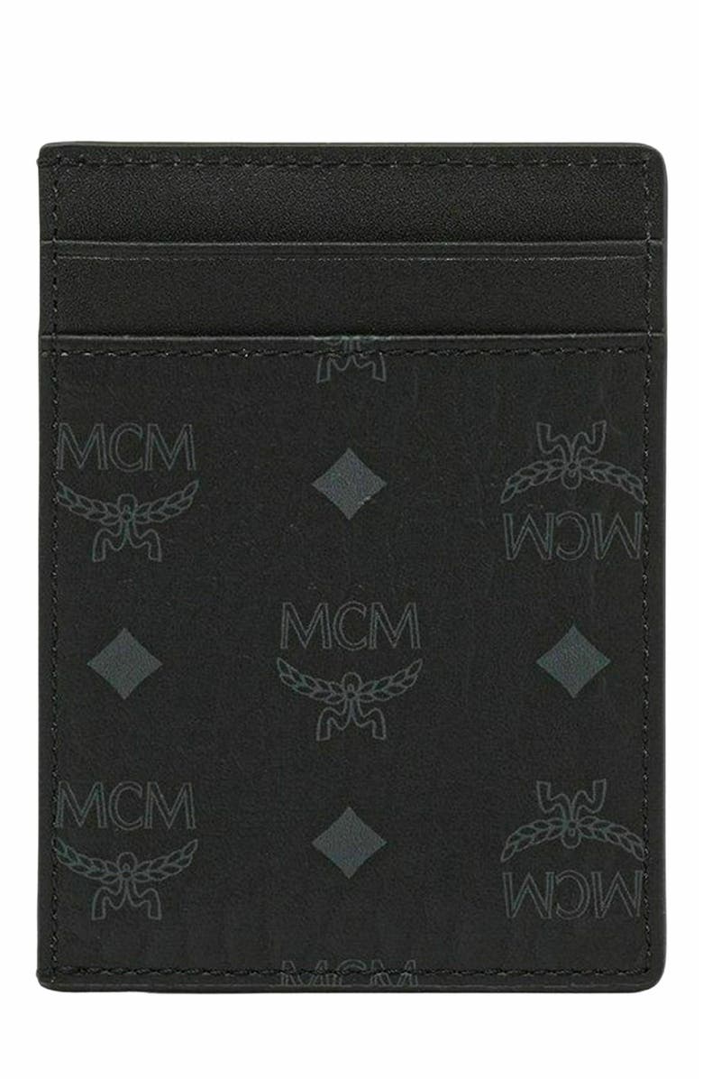 MCM Aren Card Case in Visetos, Alternate, color, Black