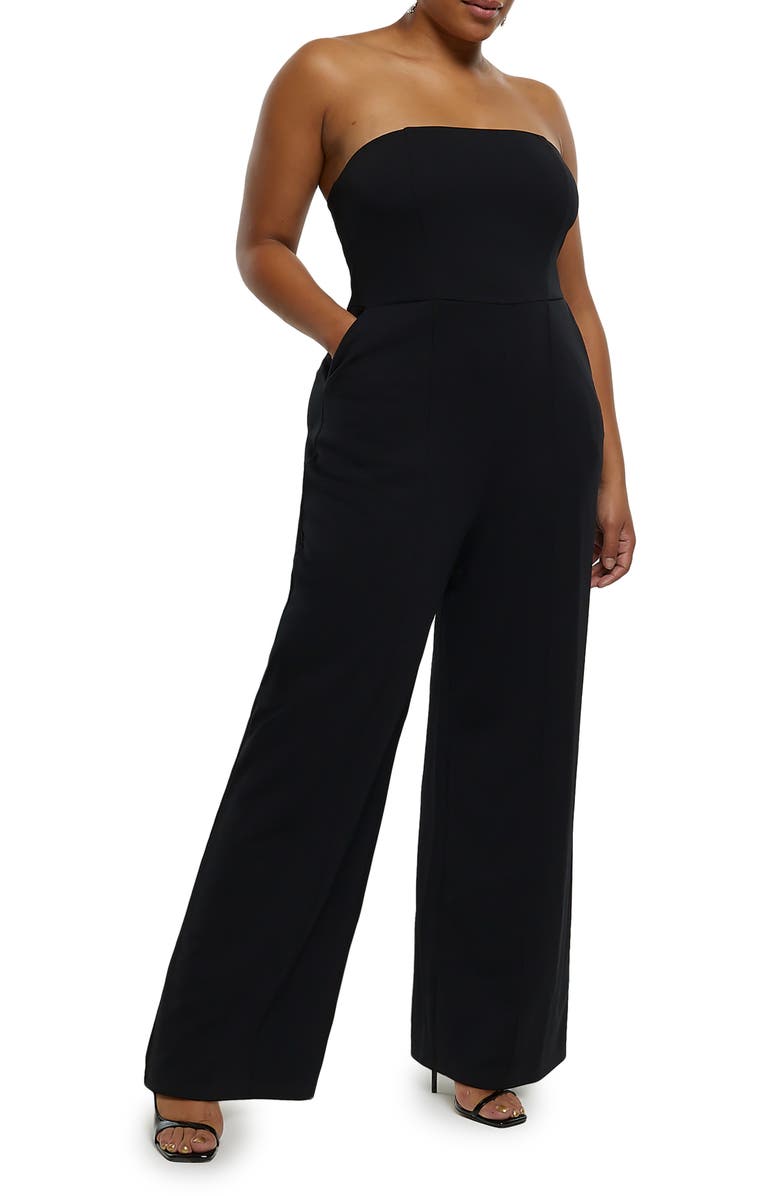 River Island Off the Shoulder Wide Leg Jumpsuit, Main, color, 