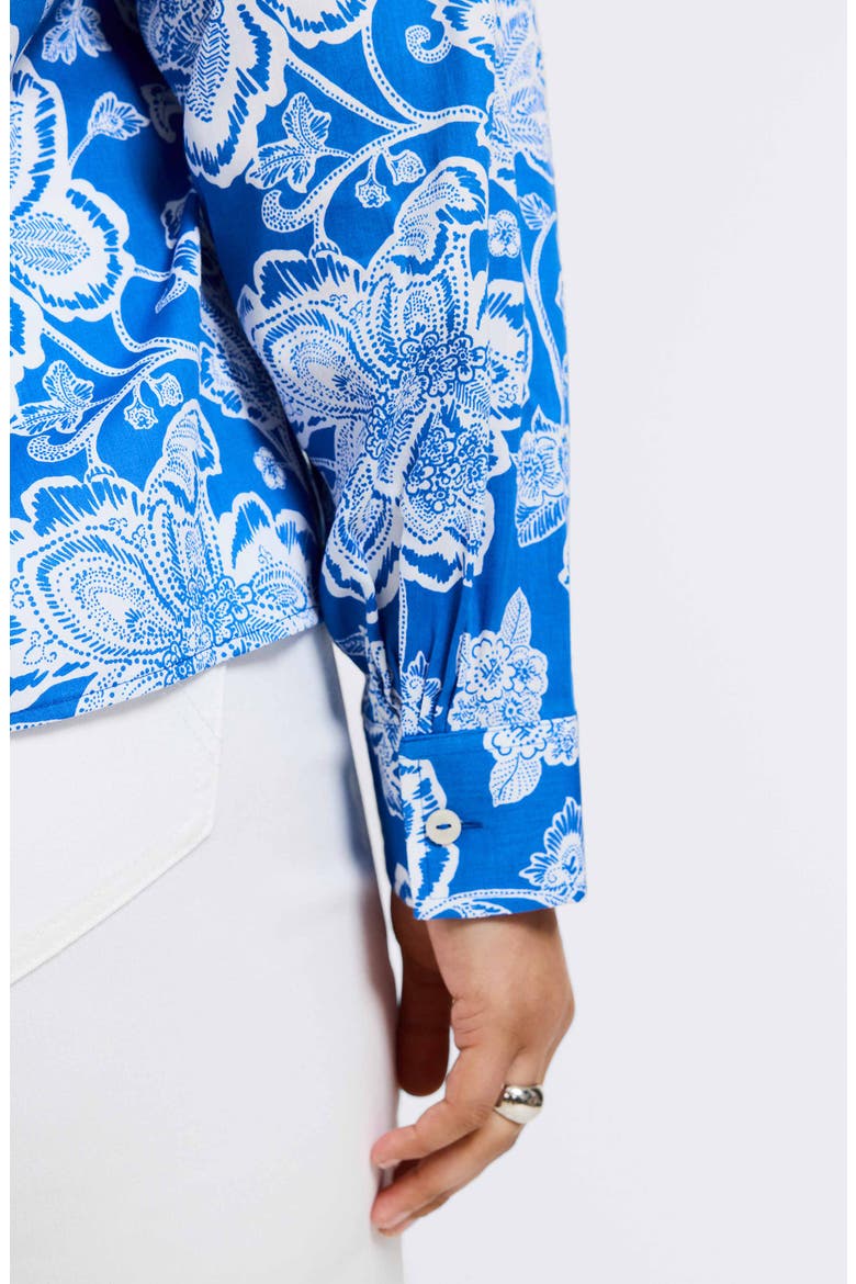 Marina Cotton Button-Up Shirt, Alternate, color, COBALT BLUE/ WHI