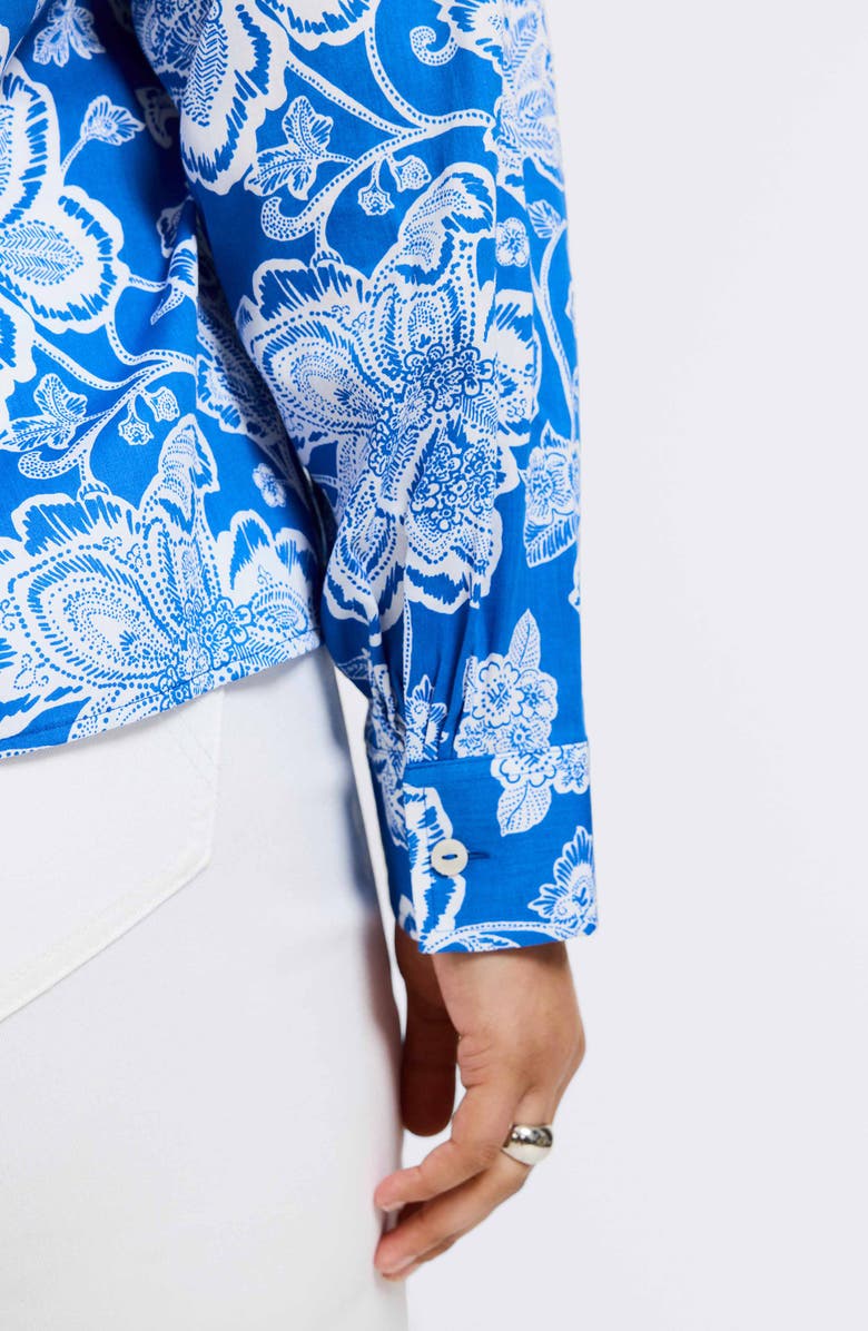 Foxcroft Marina Cotton Button-Up Shirt, Alternate, color, Cobalt Blue/ Whi