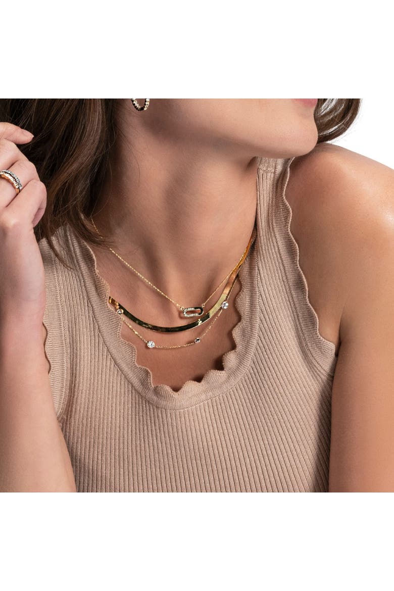 Diamond Paper Pendant 14k Gold 18" Necklace Lab Grown 1/2" Wide, Alternate, color, 14k White Gold