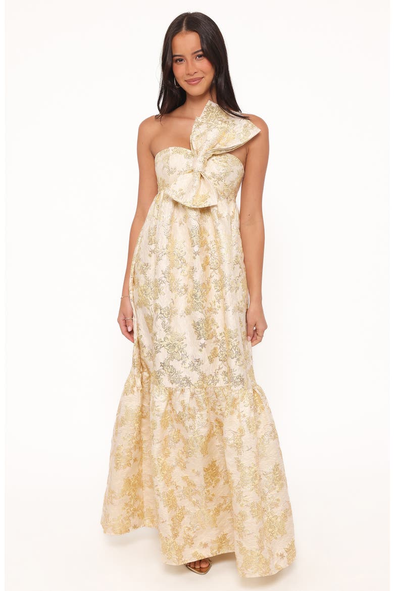 Betina Bow Front Maxi Dress, Alternate, color, YELLOW BROCADE