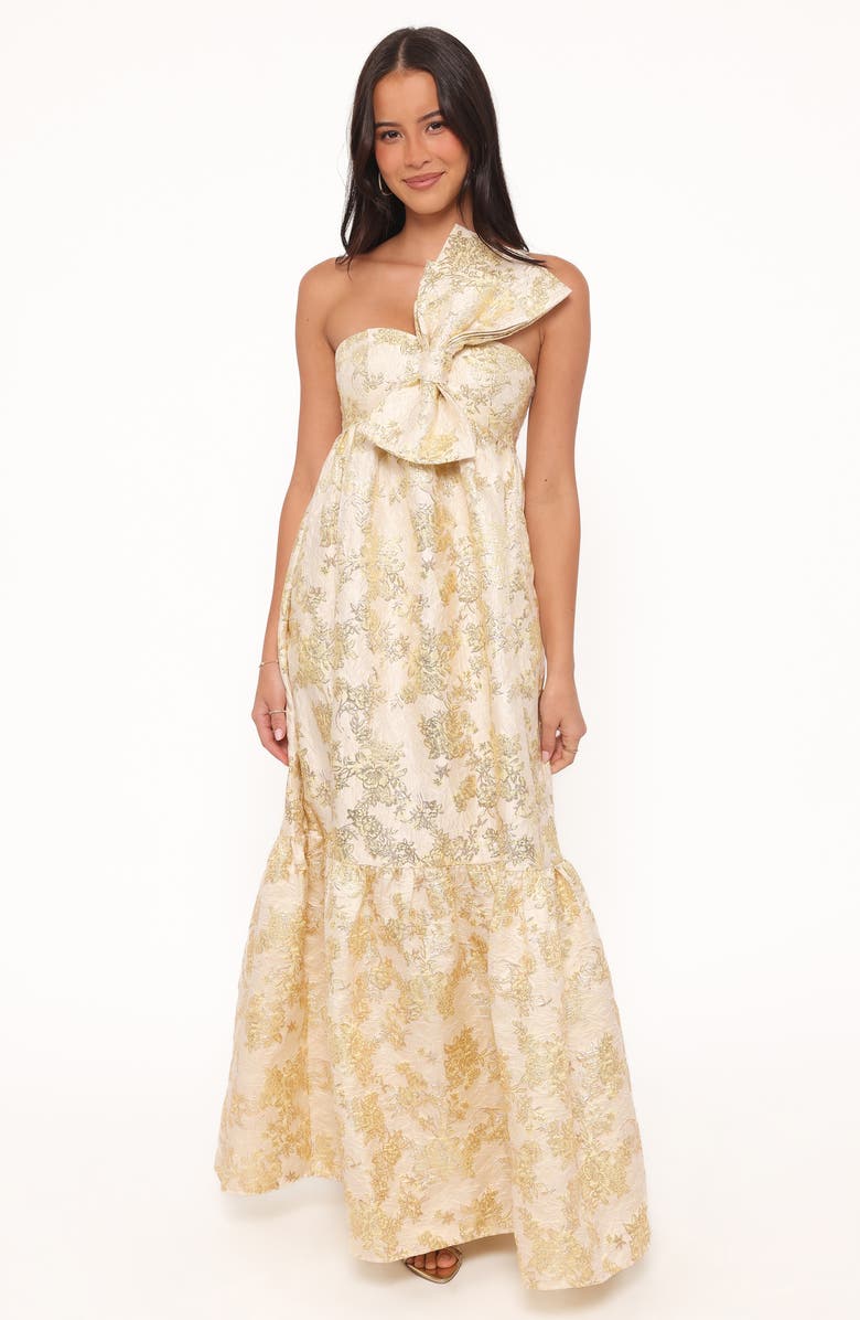 Petal & Pup Betina Bow Front Maxi Dress, Alternate, color, Yellow Brocade