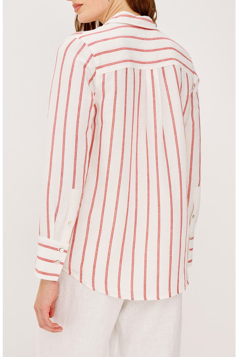 Knox Linen Blend Button-Up Shirt, Alternate, color, SCARLET IVORY STRIPE