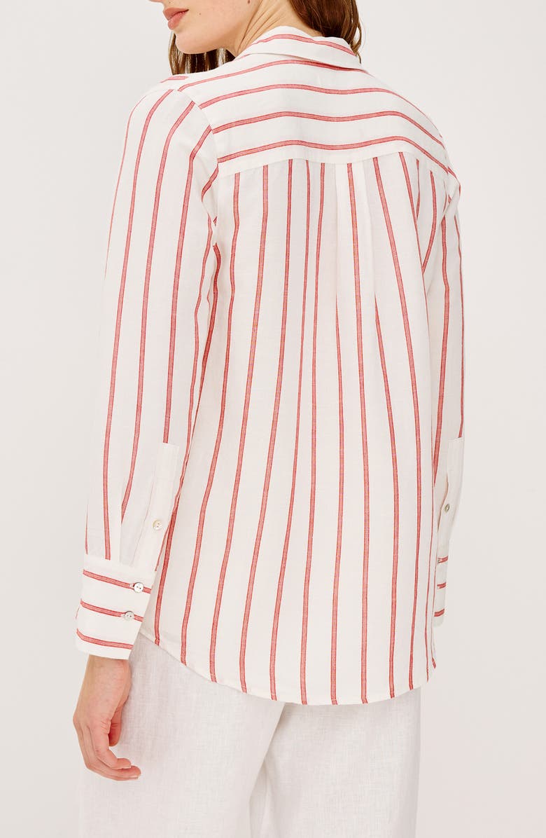 Rails Knox Linen Blend Button-Up Shirt, Alternate, color, Scarlet Ivory Stripe
