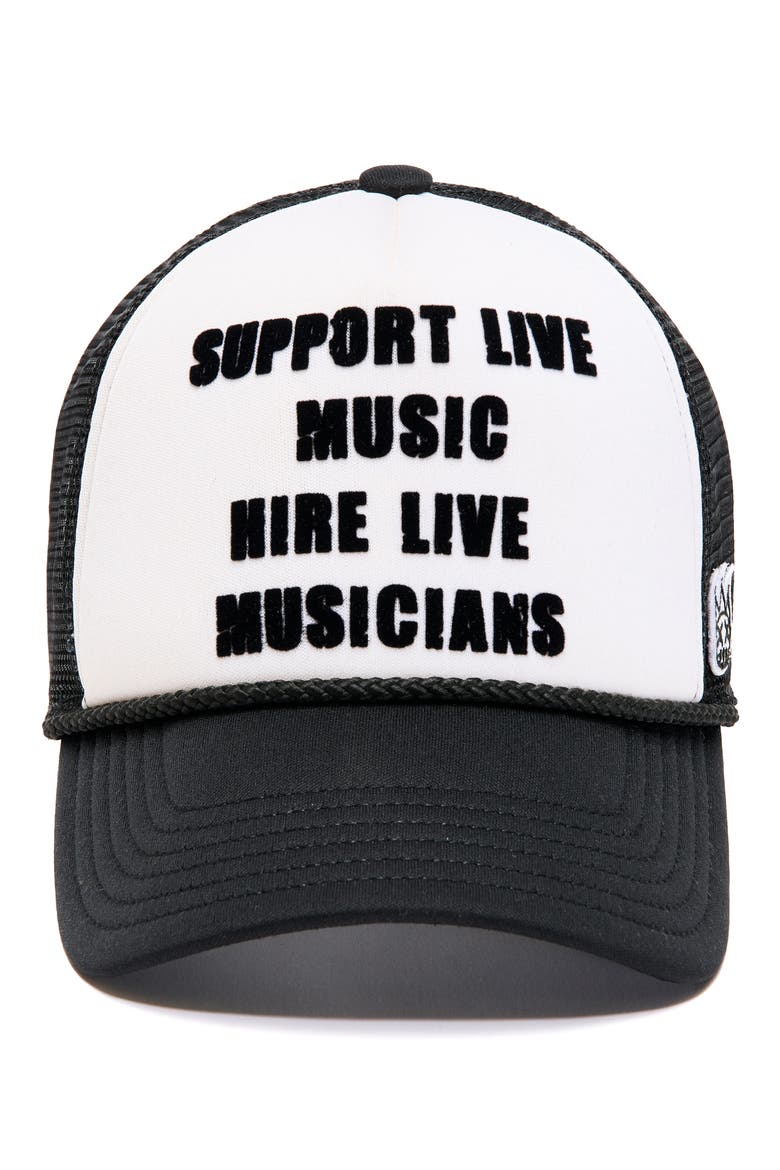 Support Live Music Trucker Hat, Alternate, color, WHITE