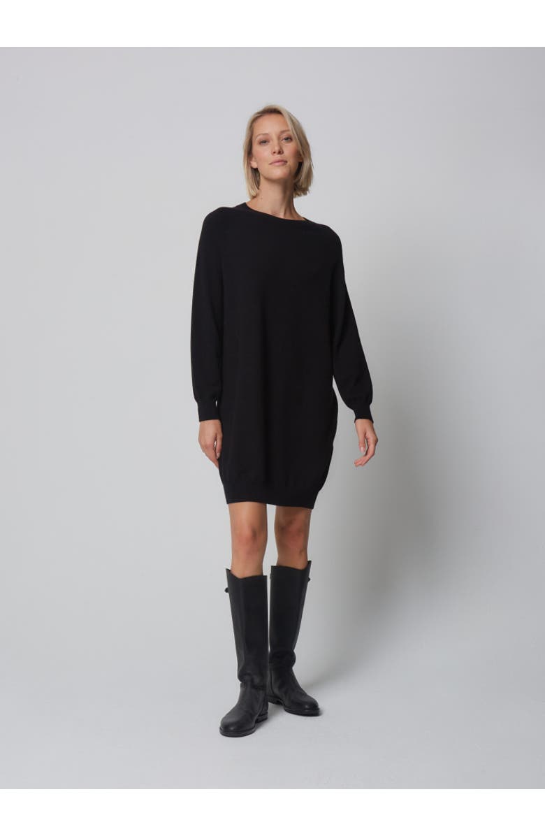 Majestic Filatures Organic Cotton Stretch Long Sleeve Crewneck Dress, Alternate, color, Noir
