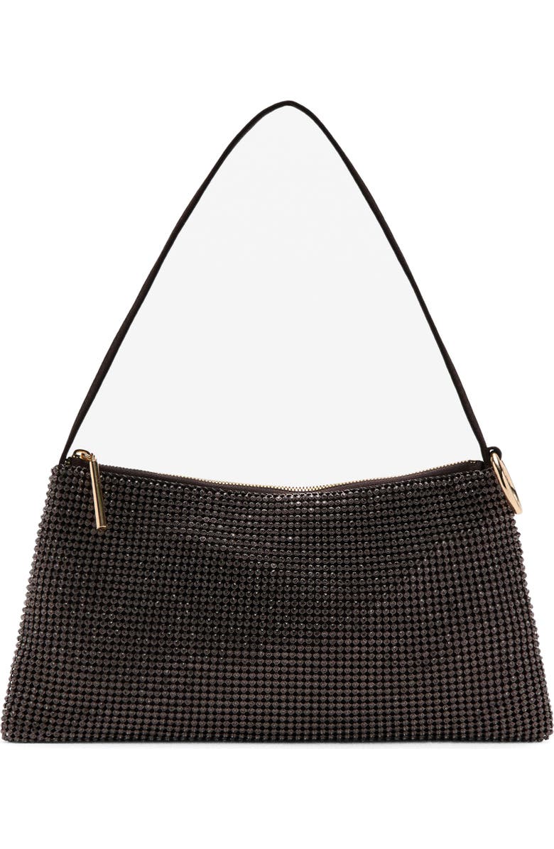 MANGO Rhinestone Shoulder Bag, Main, color, Chocolate