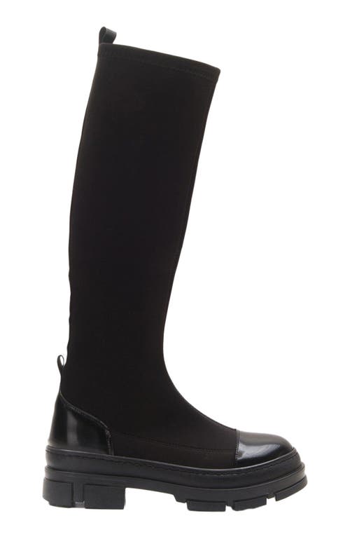 Prologue Shoes Bella Stretch Scuba Knee High Boot in Black Faux Leather  product
