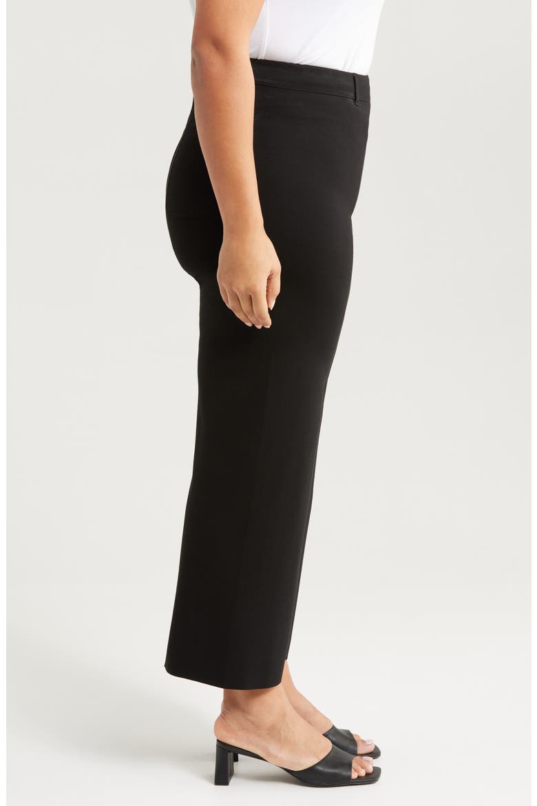 'Lyssentials Erin High Waist Wide Leg Ponte Ankle Pants, Alternate, color, BLACK