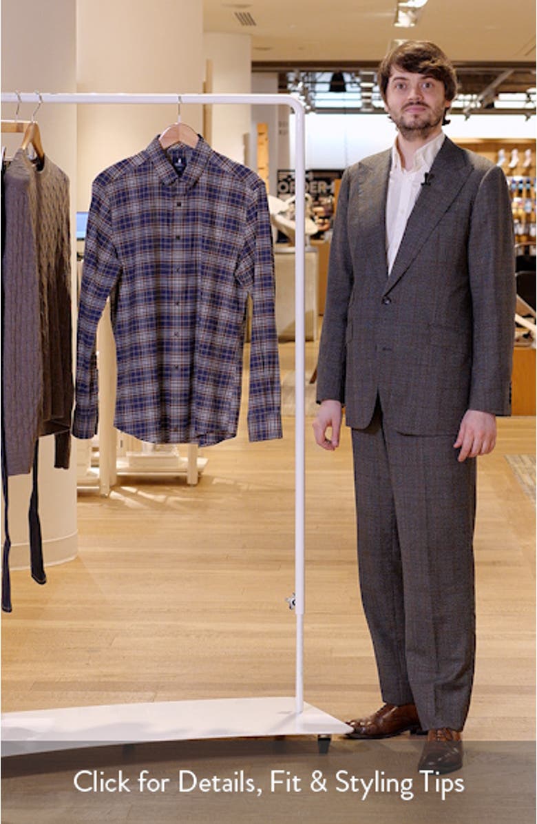 Kamper Plaid Cotton Blend Button-Down Shirt, sales video thumbnail