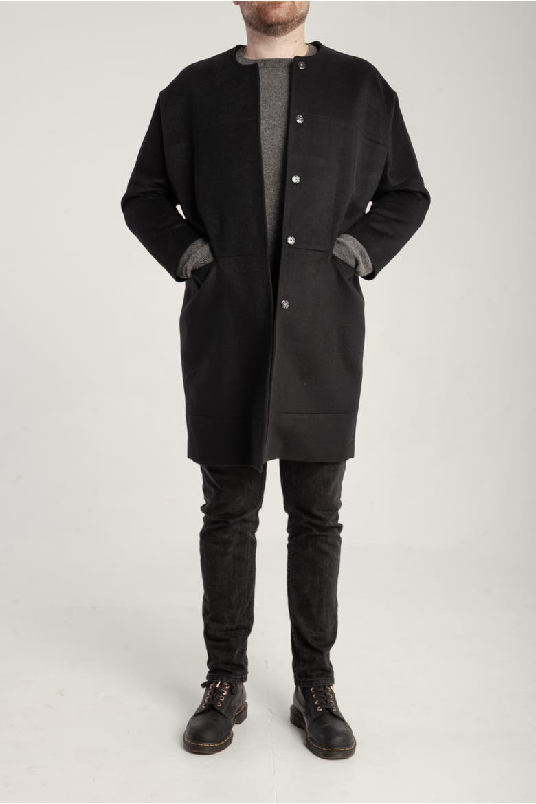 Cashmere Crew Neck Coat, Alternate, color, Black