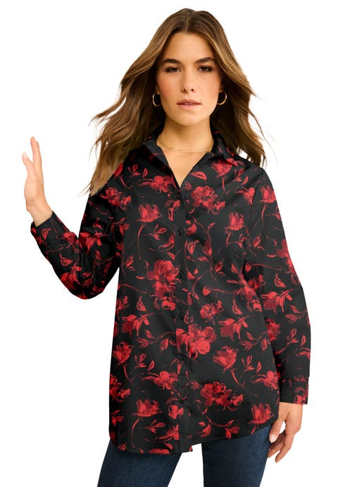 Plus Size Kate Long Sleeve Easy Cotton-Blend Button-Front Shirt (Plus)