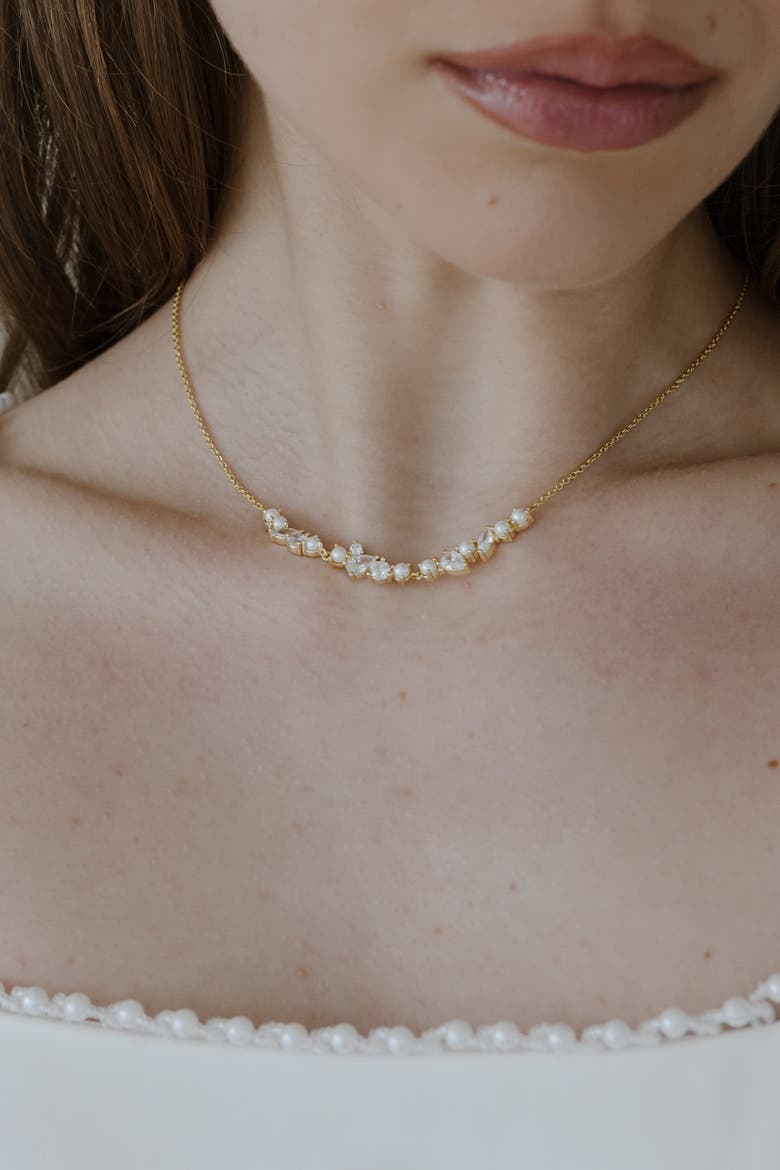 Cleo Pearl and Crystal Necklace, Alternate, color, Metallic Silver