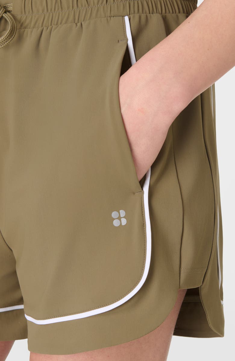 Sweaty Betty Explorer Piped Track Shorts, Alternate, color, Agave Green