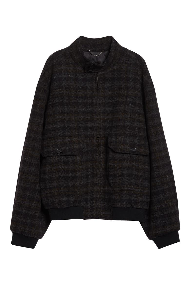 Plaid Wool Blouson Jacket, Alternate, color, CHARCOAL