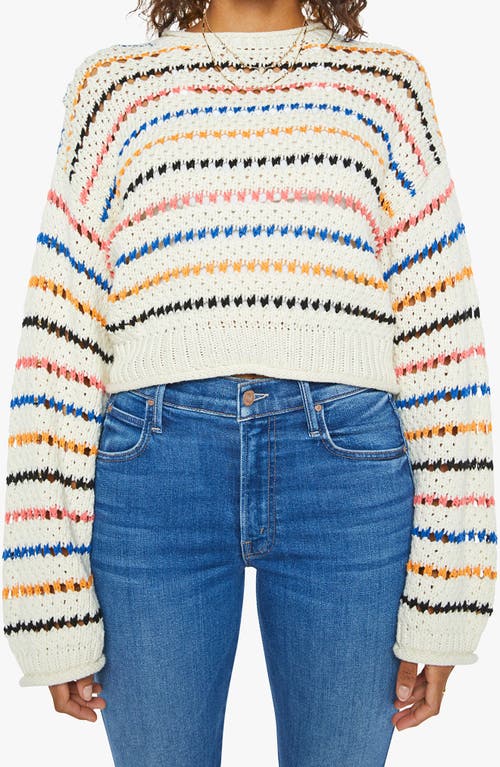 Mother Womens She Sells Seashells The Bell Sleeve Striped Cotton-knit Jumper In Multi