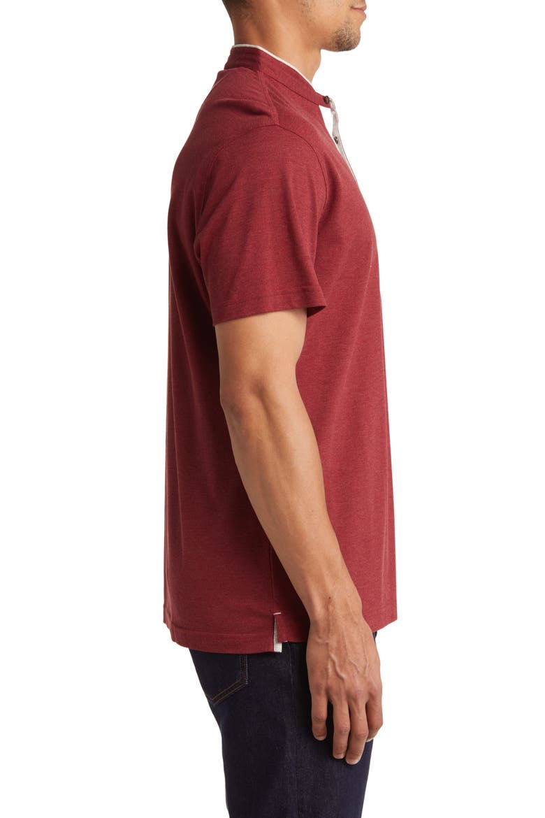 Trim Fit Band Collar Short Sleeve Polo, Alternate, color, BORDEAUX