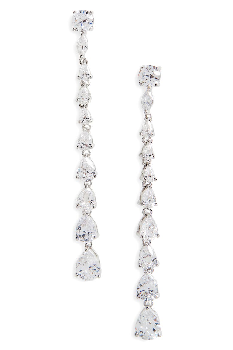 Graduated Linear Drop Earrings, Main, color, SILVER