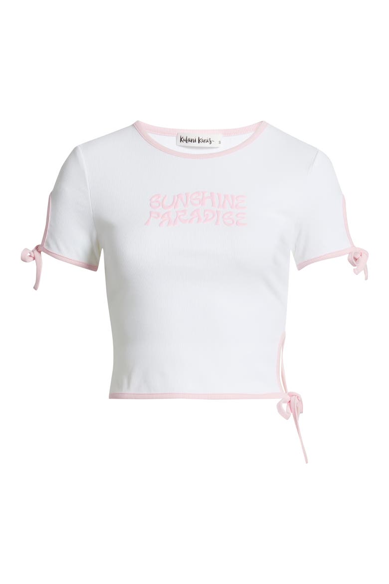 Baby Cutout Crop Stretch Cotton Rib T-Shirt, Alternate, color, WHITE/ POCKET PINK