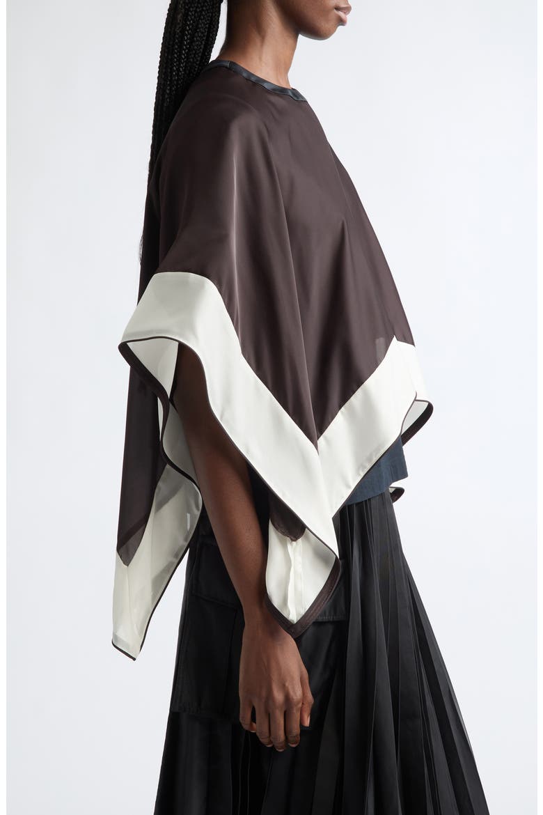 Satin x Cotton Jersey T-Shirt, Alternate, color, BROWN/ NAVY