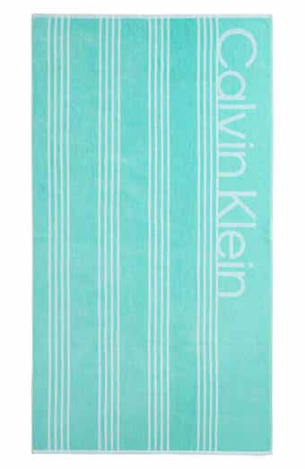 Calvin Klein Pinstripe Logo Beach Towel