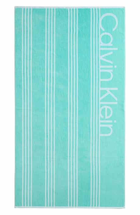 Calvin Klein Pinstripe Logo Beach Towel